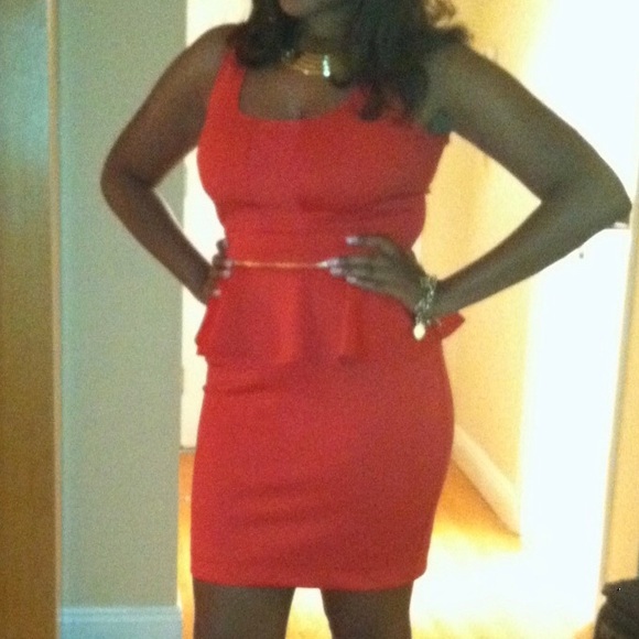 Burnt orange, peplum dress with keyhole back - Picture 5 of 5